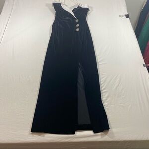 Vintage Betsy & Adam Elegant Black Velvet Dress Maxi New Year’s party women  7-9